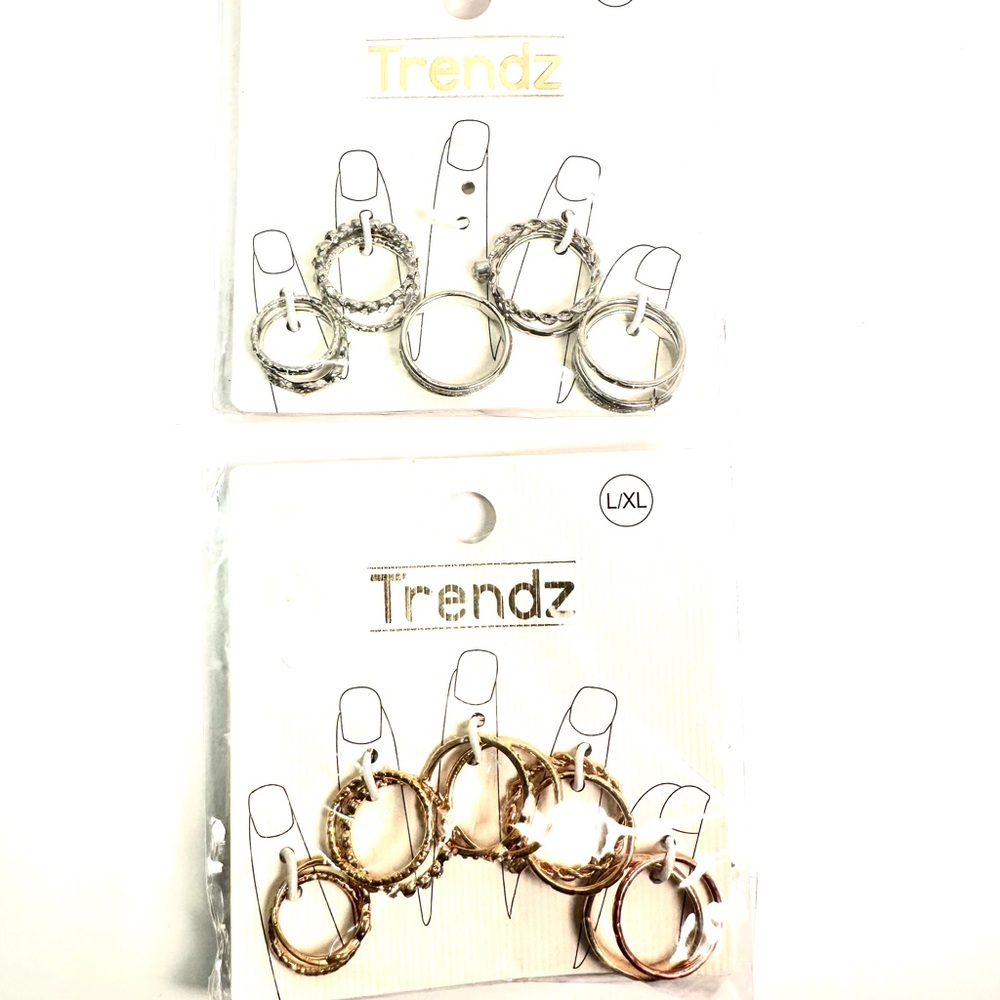 New Trendz Gold and Silver Tone Fashion Finger Rings-Set of 2
